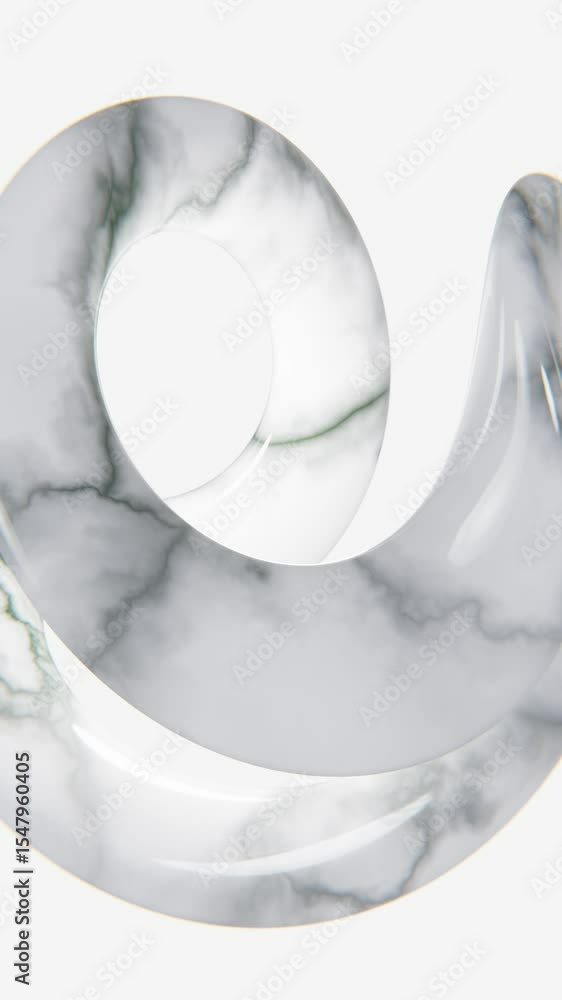 Aufkleber 3d vertical background wallpaper white grey marble abstract loop animation glossy knot twisted geome
