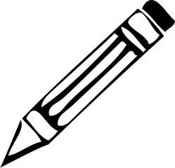Outline drawing of a pencil icon symbolizing writing, drawing, creativity, education, and design tools.