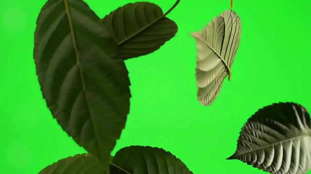 leaves floating gently 