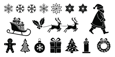 Christmas Vector Silhouettes – Ornaments, Trees, Santa & More