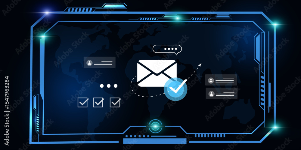 Poster modern email notification system with holographic display