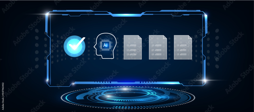 Poster ai-powered document management system on futuristic interface