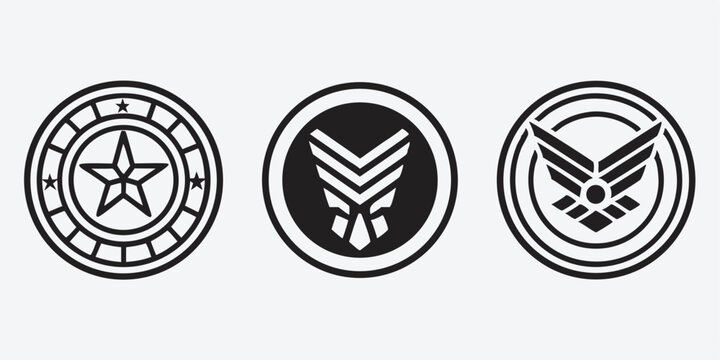 Military inspired logo set vector icons united states air force design