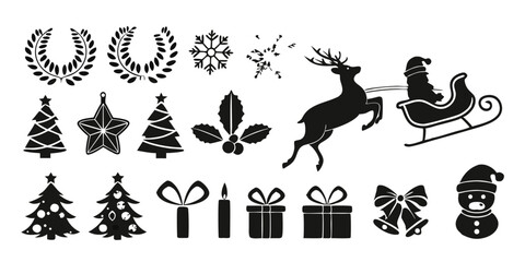 Christmas Silhouette Vector Icon Collection