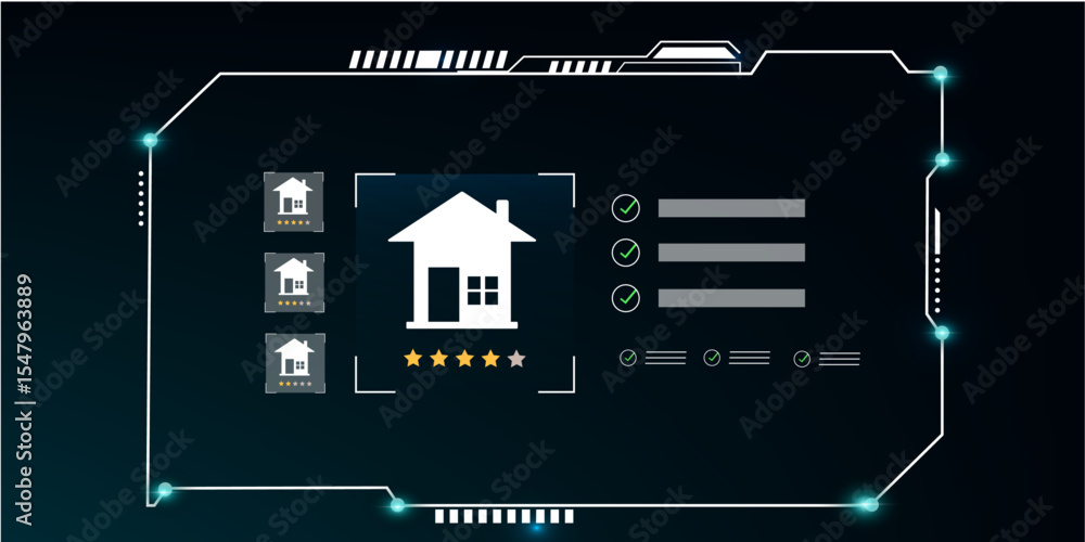 Poster modern hud user interface for finding property using ai and smart real estate technology