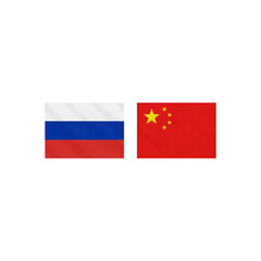 Fototapeta premium Russian and Chinese Flags Symbol of International Relations