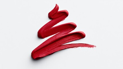 Red line is drawn on a white background. The line is long and curvy, and it is a brushstroke. Concept of creativity and artistic expression