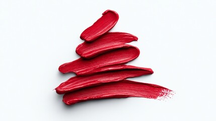 Naklejka premium Red line of lipstick is drawn on a white background. The lipstick is drawn in a way that it looks like a Christmas tree