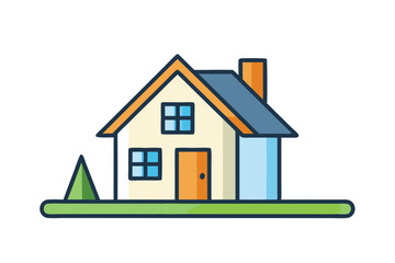 Charming Suburban House Illustration Modern Home Design Concept