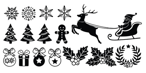 Classic Holiday Icons – Christmas Vector Silhouette Set