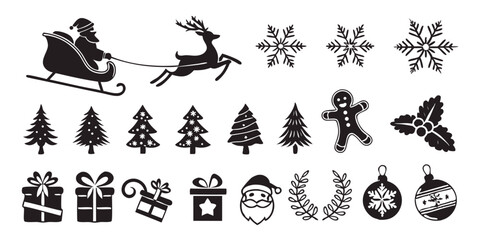 Classic Holiday Icons – Christmas Vector Silhouette Set