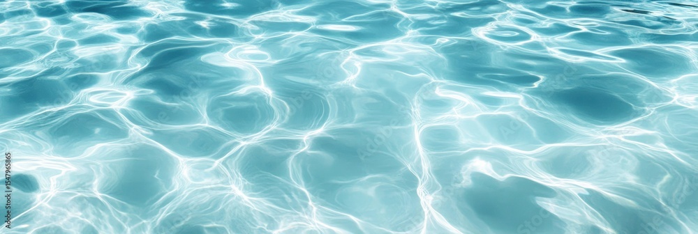 Poster clear blue water in a pool creates shimmering light patterns on the surface, evoking a refreshing an