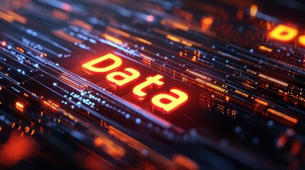 Obraz premium Digital representation of data with vibrant colors and layered lines reflecting modern technology and information storage
