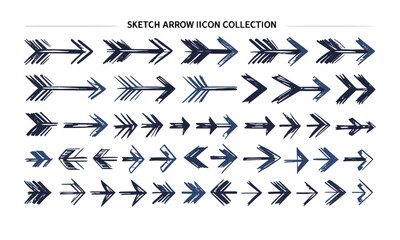 scalable modern vector illustration titled Sketch Arrow Icon Collection featuring a set of straight, curved, diagonal, circular, and looped arrows, easily editable and scalable.