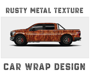 Rusty Metal Texture Car Wrap Design for Truck