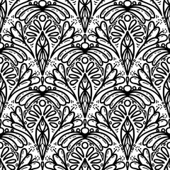 250660 line scribble seamless scallop pattern, motifs floral hand drawn, scribble style, scallop pattern, design for seamless floral pattern, printing, wrapping, background and craft 