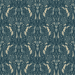 250662 green seamless scallop pattern, seamless floral scribble pattern background, motifs floral hand drawn, scribble style, scallop pattern, design for seamless floral pattern, printing, wrapping, 