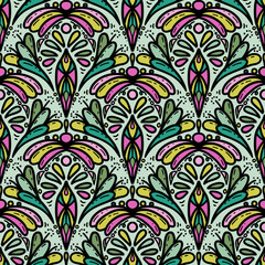 250661 colorful line scribble seamless pattern, motifs floral hand drawn, scribble style, scallop pattern, design for seamless floral pattern, printing, wrapping, background and craft