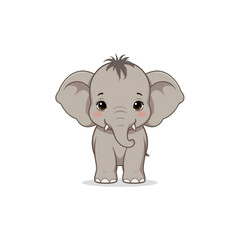 Fototapeta premium Adorable Baby Elephant Cartoon Illustration