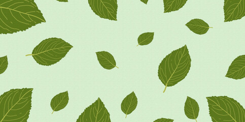 Green leaf pattern background with unique characteristics on happy green canvas can be used for banner decoration, home decoration, poster decoration and furniture business decoration.