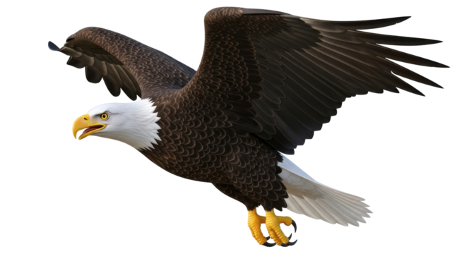 Isolated Bald Eagle in Flight