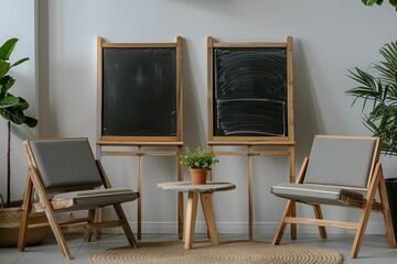 Ultra Hd Visual of Two Blackboards and a Flip Chart Mockup