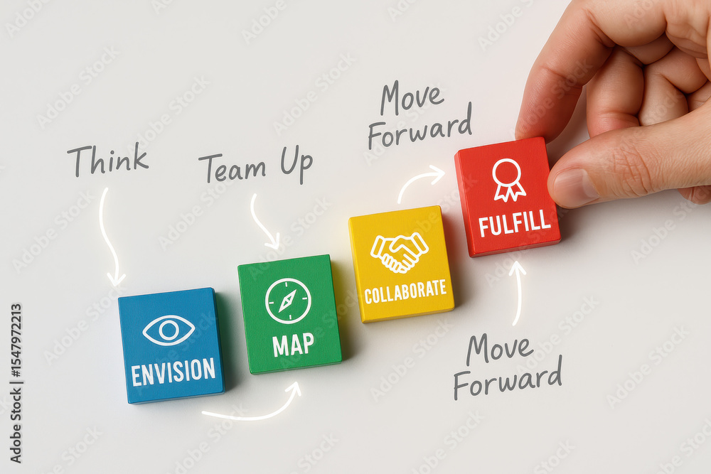 Poster a strategic process begins by envisioning goals mapping directions collaborating effectively and ful