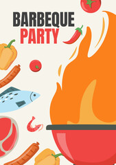 Barbecue banner. Barbecue and Grilling Essentials vector Illustration. Featuring grilling essentials, like barbecue