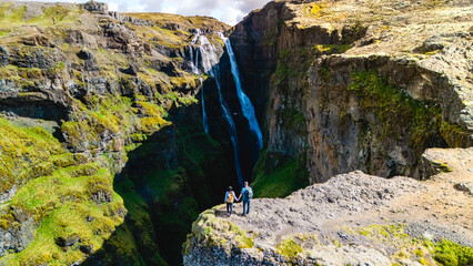 Glymur waterfall Iceland captured from above in Icelands stunning landscape