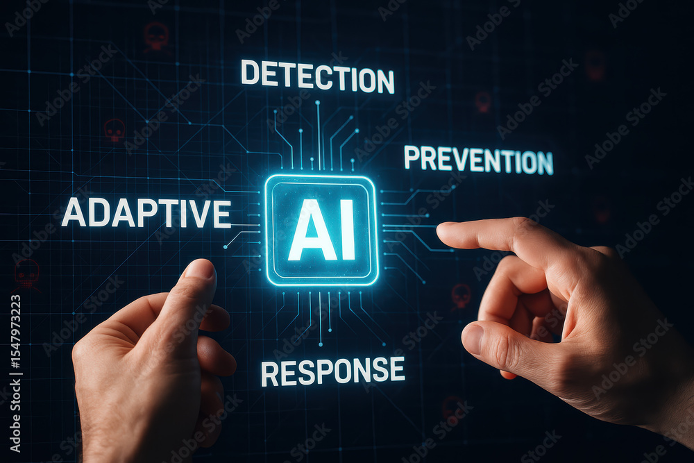 Poster innovative technology uses adaptive intelligence to detect and prevent cyber threats enabling rapid 
