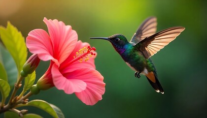 Vibrant Hummingbird Hovering Over Blooming Pink Flowers in Garden Light

Close-Up of Colorful Hummingbird Feeding on Pink Blossoms in Midair

Graceful Hummingbird Drinking Nectar from Bright Pink Flow