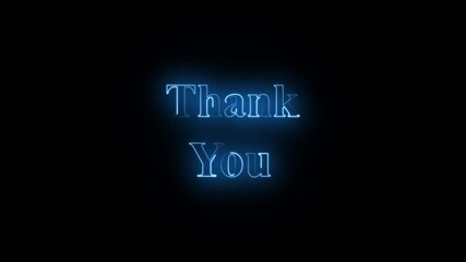 Glowing Neon Thank You Text Icon Animation for Appreciation, Message Screen, and User Interface Design - Powered by Adobe
