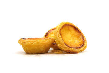 Egg tart the delicious crispy bakery on  white background