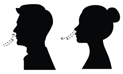 Breathing icon set. Silhouette of a couple icon vector, Breathe symbol man and woman. Vector illustration.