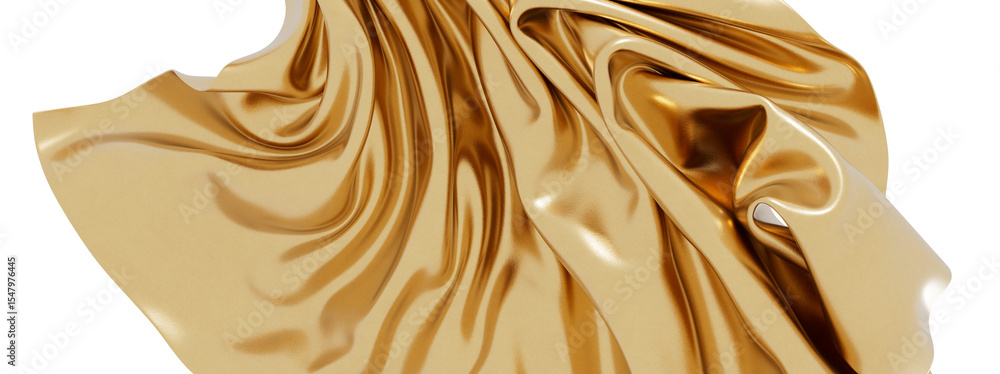 Poster high-resolution image of golden silk fabric with elegant folds and drapes. perfect for luxury backgr