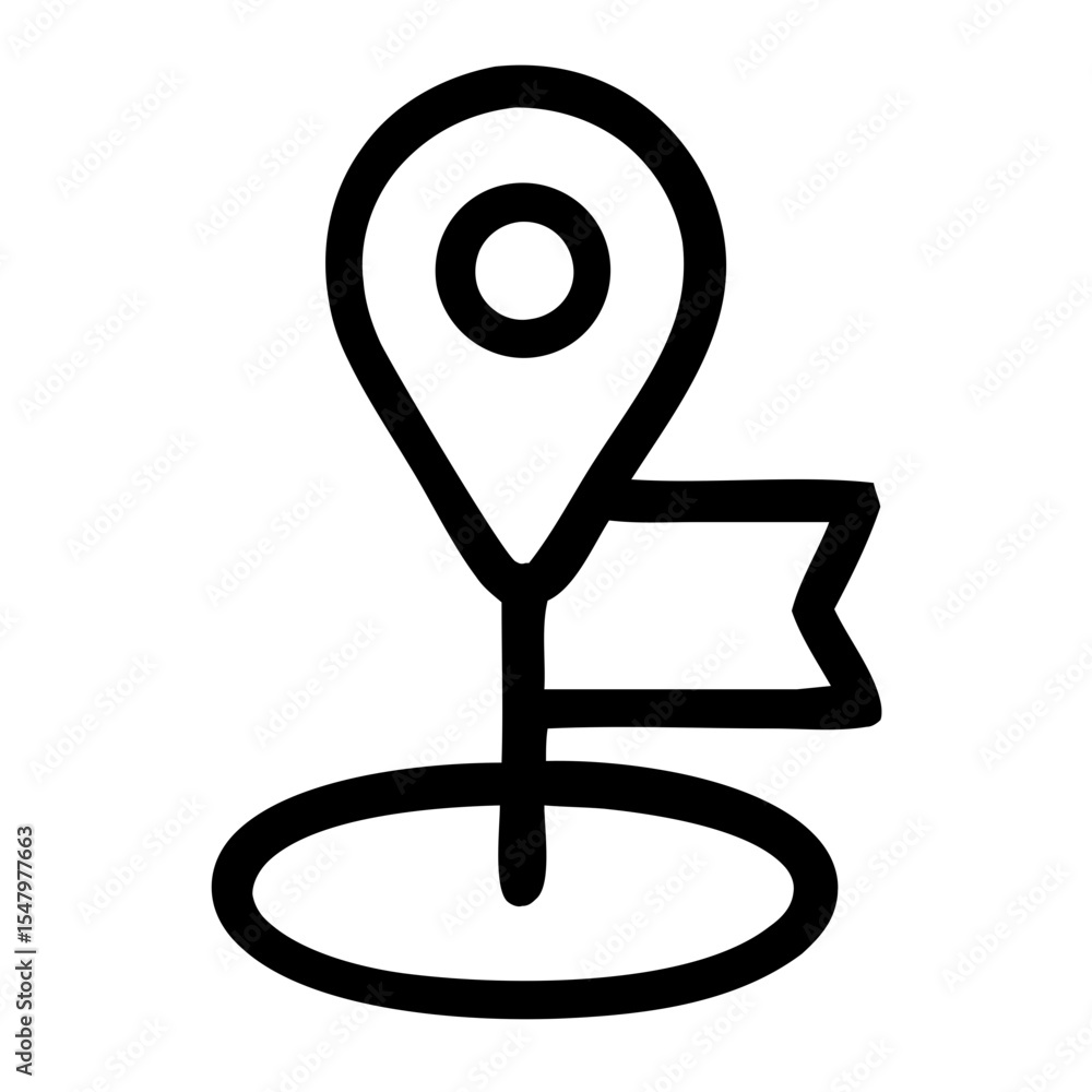 Poster simple line drawing location flag point marker pin symbol icon