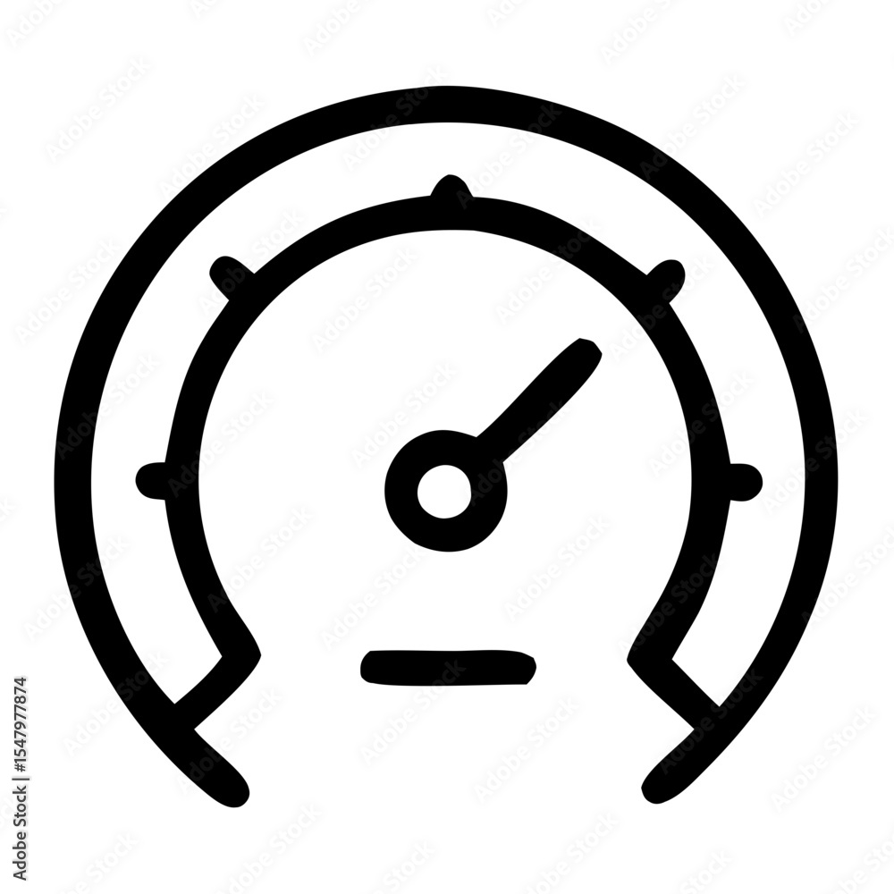 Poster Simple Line Drawing Speedometer Performance Meter Dashboard Gauge Icon