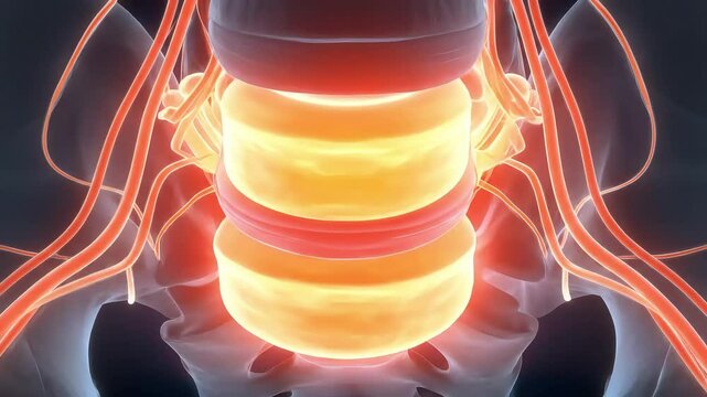 Detailed Visualization of Human Pelvic and Lumbar Spine with Nervous System