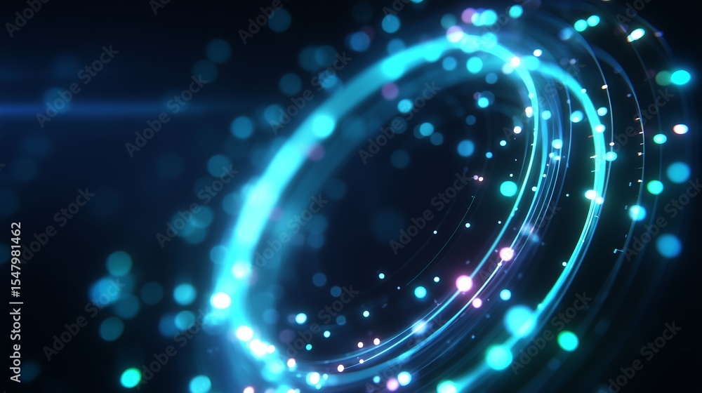 Poster vibrant swirling lights create a mesmerizing abstract pattern in a dark background environment