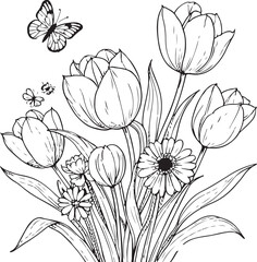 Seamless pattern with white flowers, a vintage floral vector illustration perfect for spring and summer decor