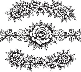 Decorative vector floral set for seamless pattern illustration