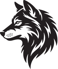 White isolated vector illustration of a wild animal wolf head, a fierce canine tattoo design