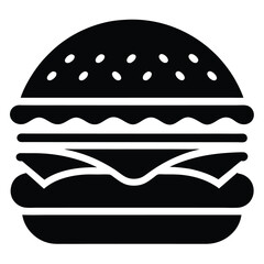 Minimalist Hamburger Silhouette Icon on White Background
