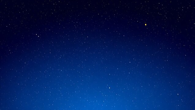 A dark blue night sky filled with countless stars and a single yellow planet or star shining brightly - Powered by Adobe