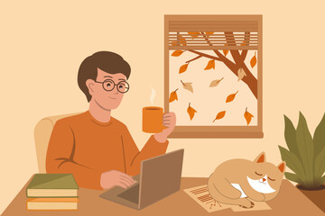 Cozy Autumn Remote Work Lifestyle for Men