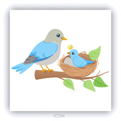 Two yellow canaries perched in lush green foliage oil painting style nature scene wildlife birdwatching