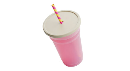 Isolated Pink Plastic Cup with Straw