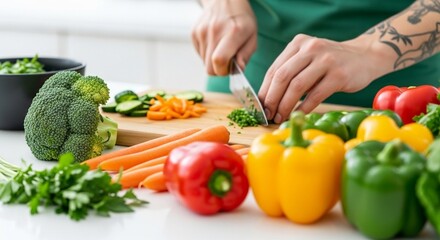 woman cutting vegetables