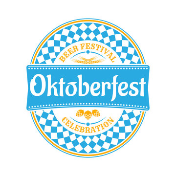 Oktoberfest icon, logo or label. Beer festival celebration design template. October fest emblem, badge. Traditional German, Bavarian beer festival. Vector illustration.