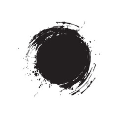 Circular Black Ink Blot Grunge Texture for Design Projects